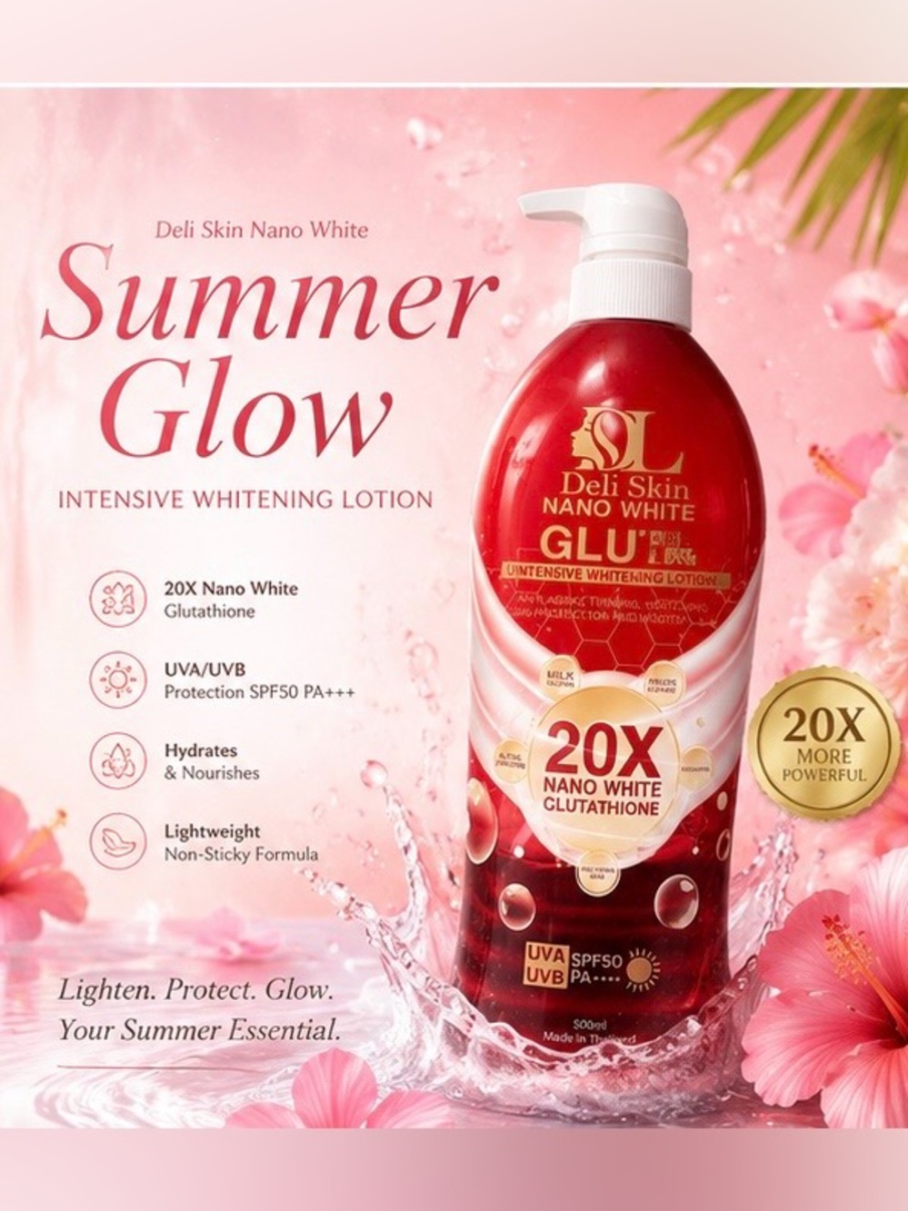 Deli Skin Summer Glow Intensive Whitening Lotion - Red